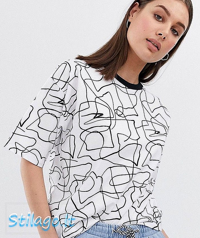 ASOS DESIGN överdimensionerad t-shirt i mono-klotter-vit