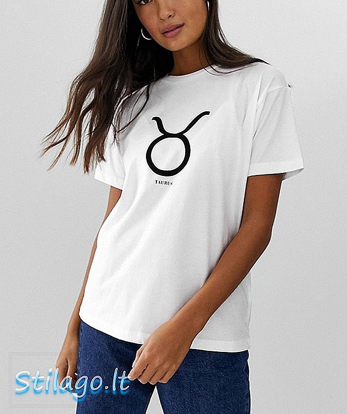ASOS DESIGN t-shirt med taurus gemini cancer leo stjernetegn print-hvid
