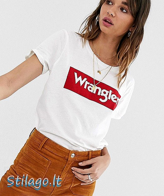 „Wrangler“ logotipo marškinėliai - balti