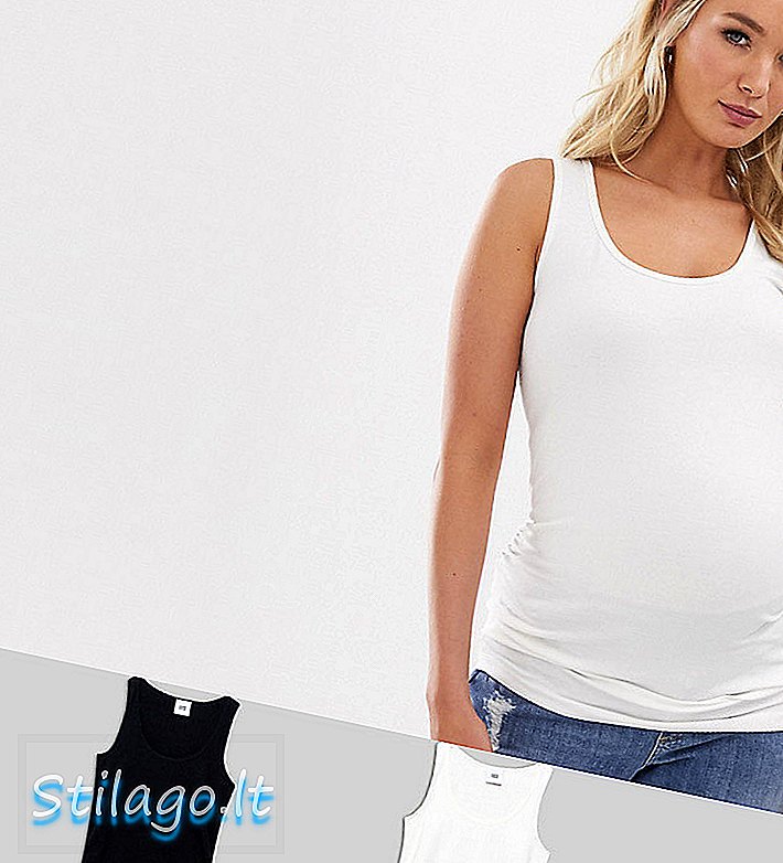 Mamalicious Maternity 2 pack basic vest in organic cotton-Multi