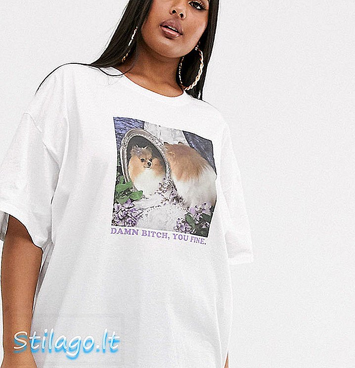 T-shirt Boyfriend Curve New Girl Order avec meme Doggo-Blanc