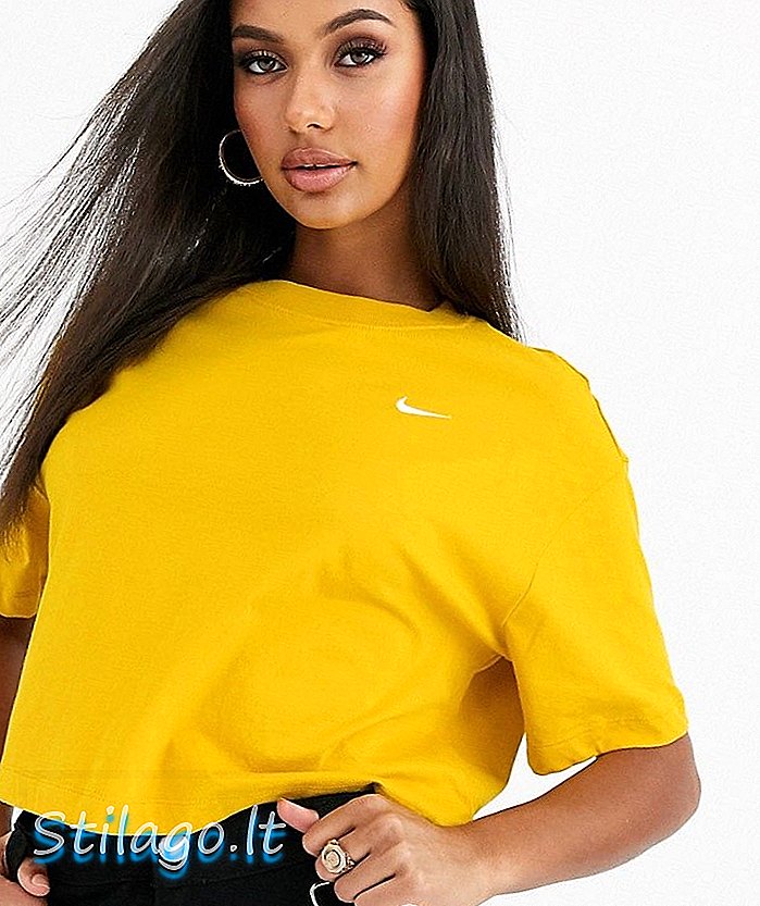 Nike mørk gul mini swoosh crop t-skjorte