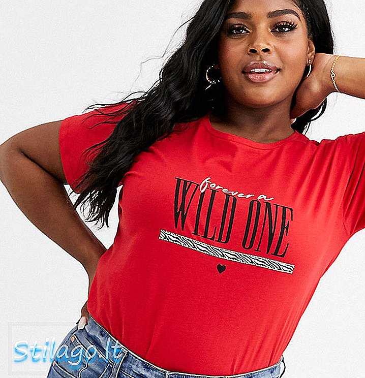 New Look Curve wild one tee in rosso-bianco