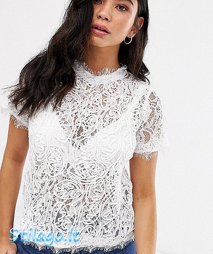 New Look lace tee in off white