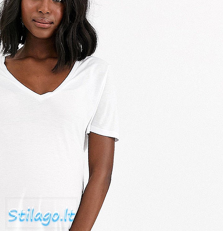 ASOS DESIGN - T-shirt oversize premaman con scollo a V davanti e retro in bianco