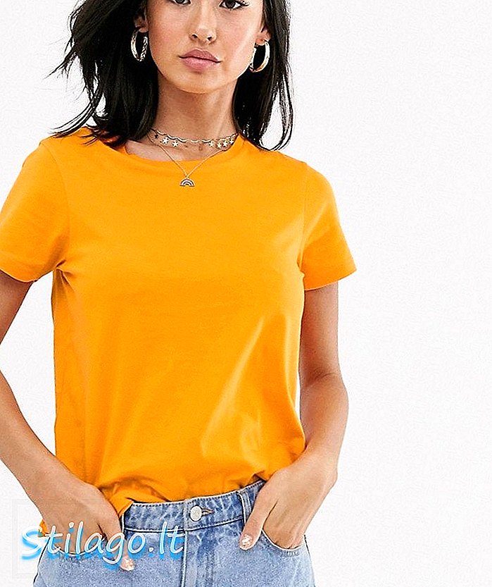 ASOS DESIGN μπλουζάκι από οργανικό βαμβάκι με λαιμόκοψη σε πορτοκαλί χρώμα