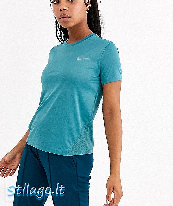 Nike Running miler top met korte mouwen in groenblauw