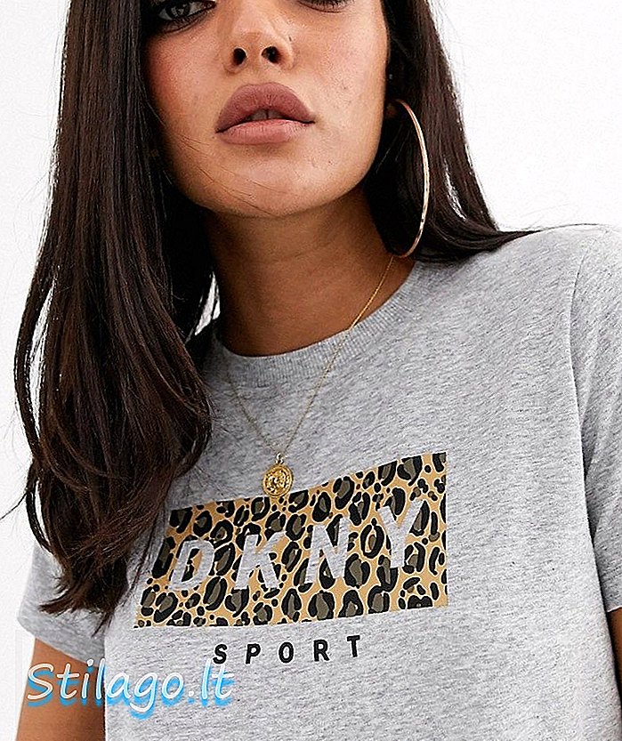 DKNY spor leopar baskı logosu t shirt-Multi