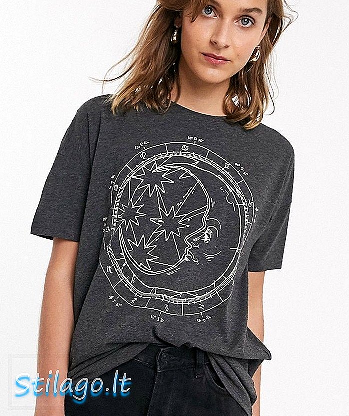 Kun overdimensioneret mån-og-stjernet-shirt-Multi