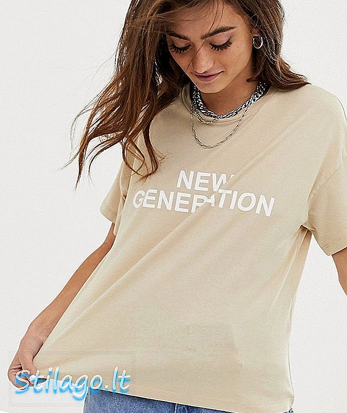 Noisy May logo-T-shirt van de nieuwe generatie in beige-multi