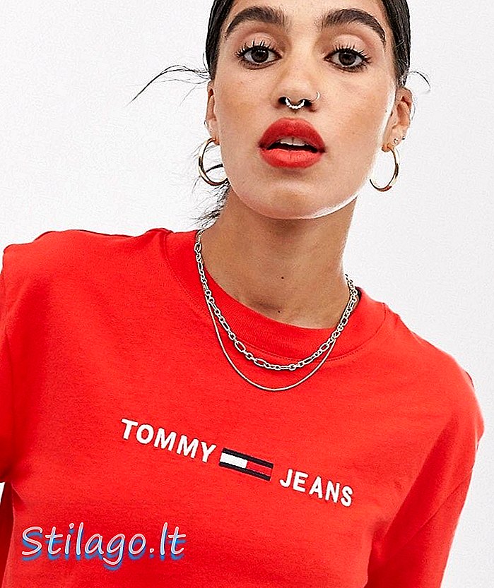 Tommy Jeans 클린 로고 티셔츠-레드