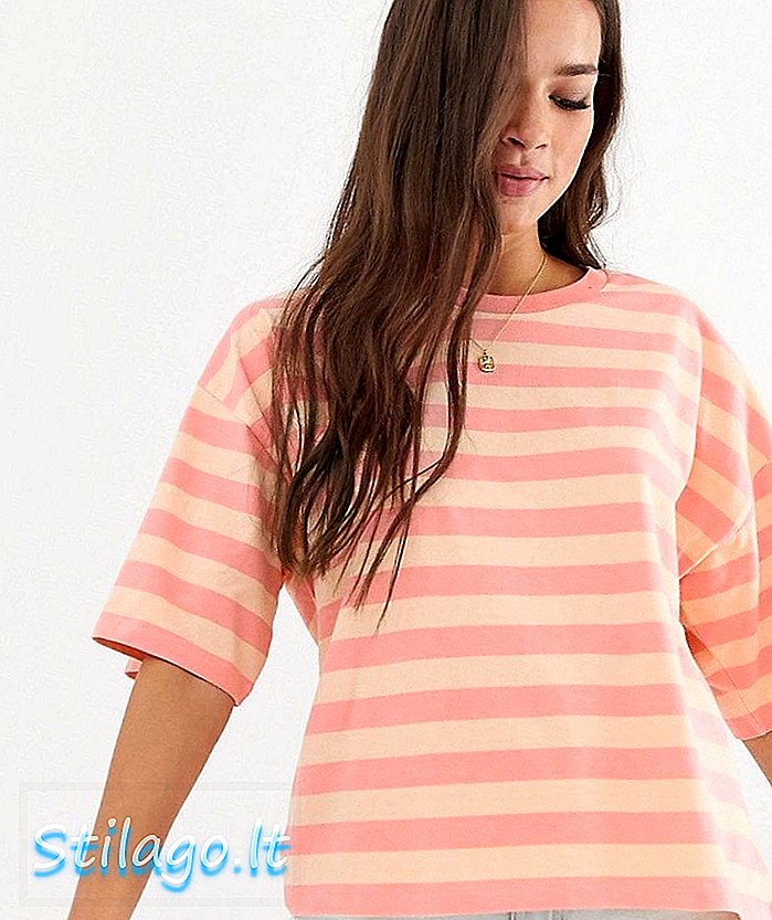 ASOS DESIGN ošišana košuljasta majica u ispranoj prugasto-narančastoj boji