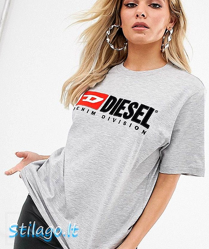 T-shirt z logo Diesel-szary