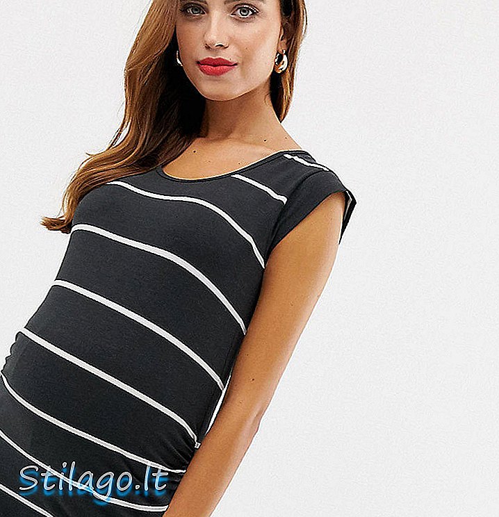 T-shirt mamalicious a righe di maternità in grigio scuro e bianco-Multi