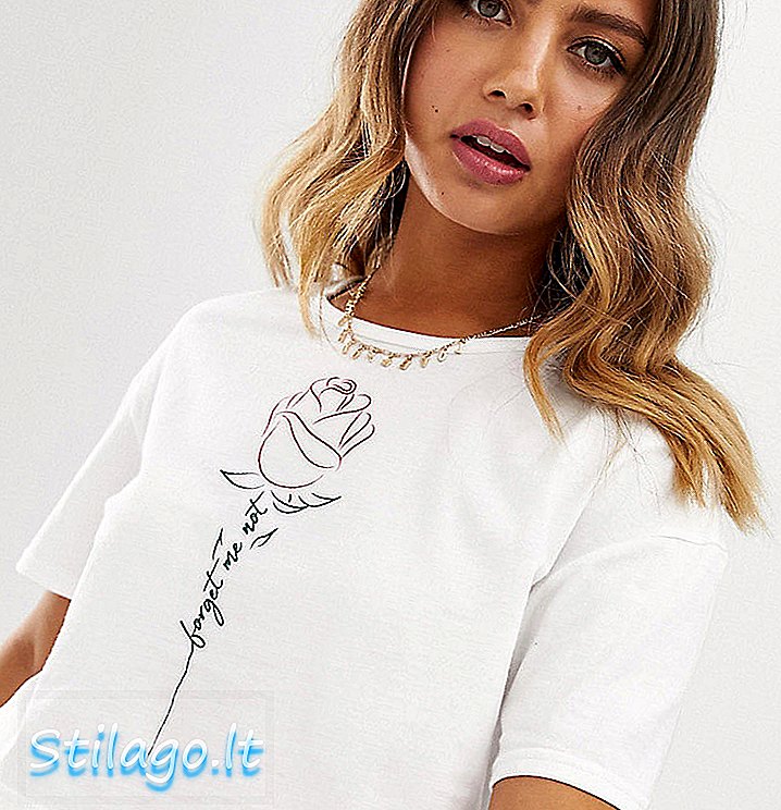 T-shirt Gadis Rabu dipotong dengan grafik mawar-Putih