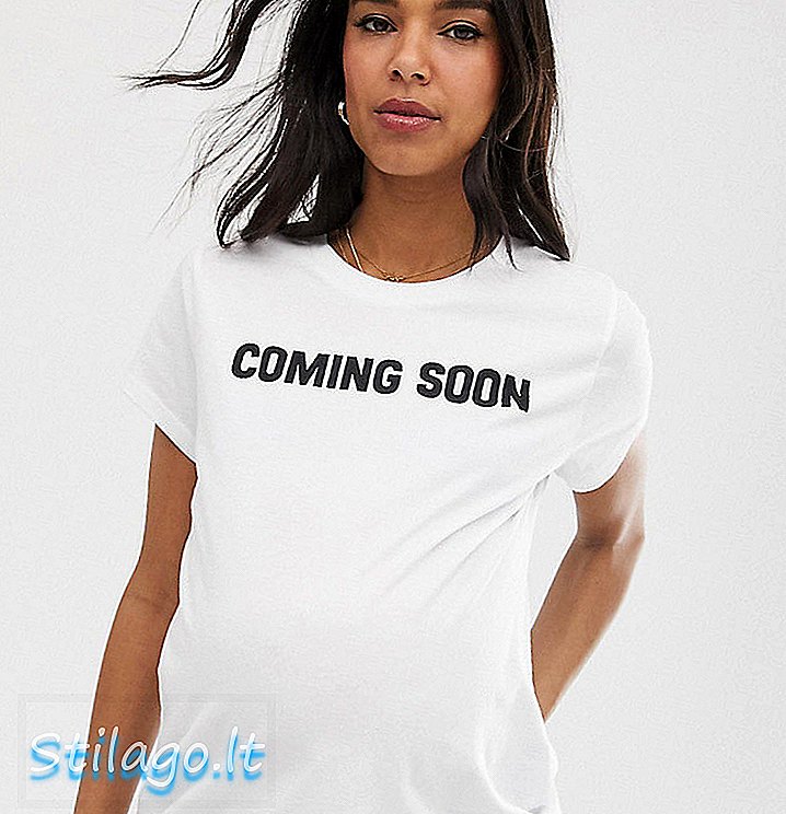 ASOS DESIGN Μπλουζάκι μητρότητας με σύντομη εκτύπωση-Λευκό