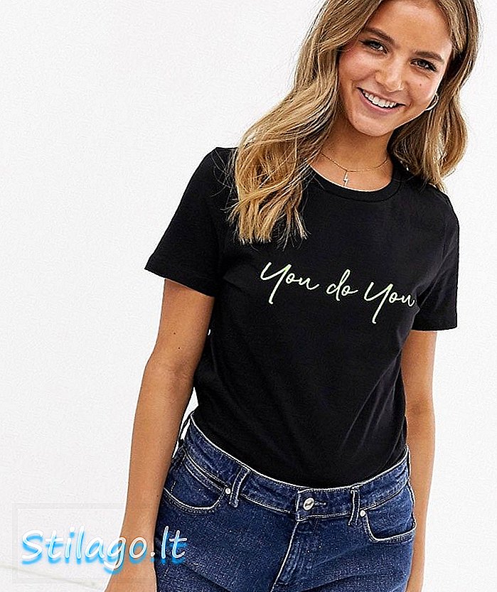 New Look Slogan du machst du Tee in Neon-Schwarz