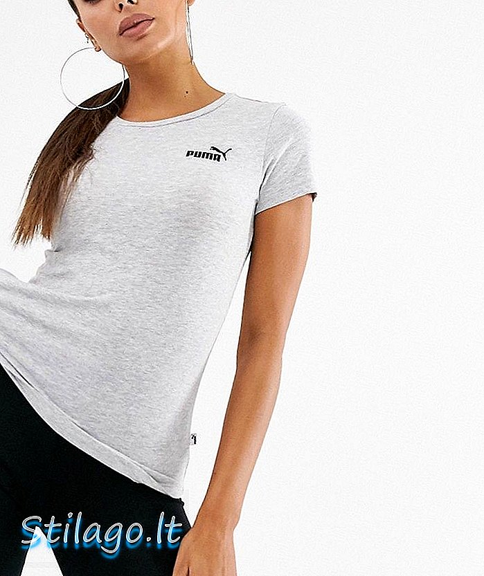 T-shirt grigia con logo piccolo Puma essentials