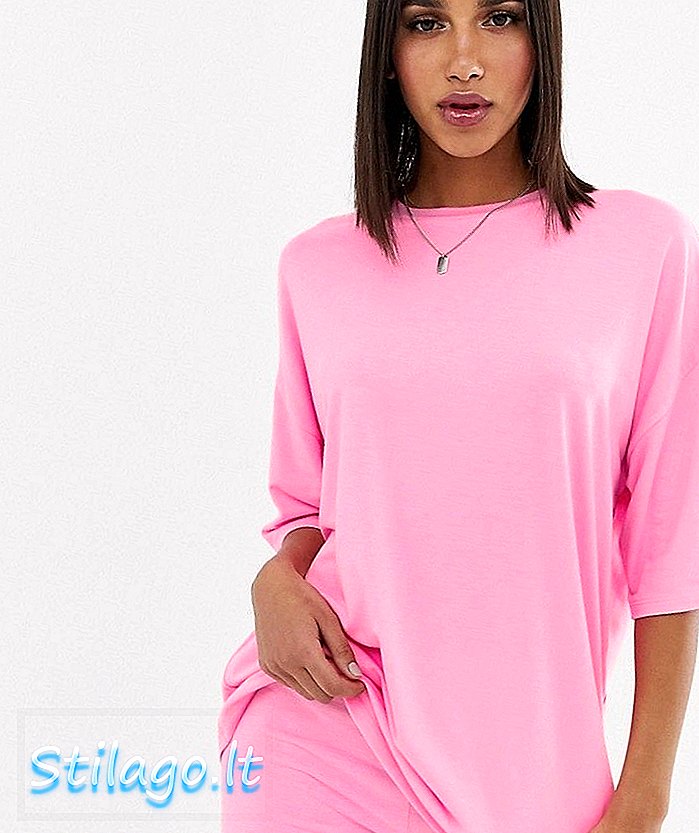 ASOS DESIGN -koordinaatti ylisuuri t-paita, jossa pestä vaaleanpunaisella