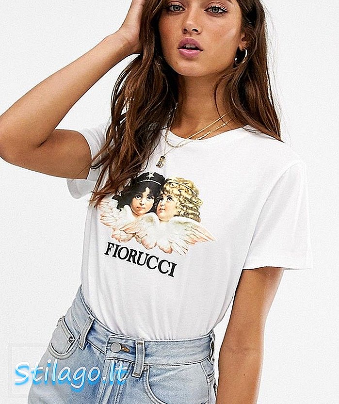 „Fiorucci“ derliaus angelų marškinėliai balti
