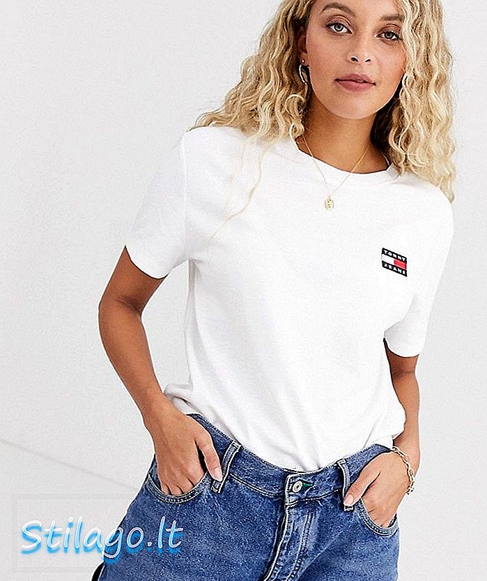 Tommy Jeans kierrätetty poikaystävän t-paita merkki-Valkoinen