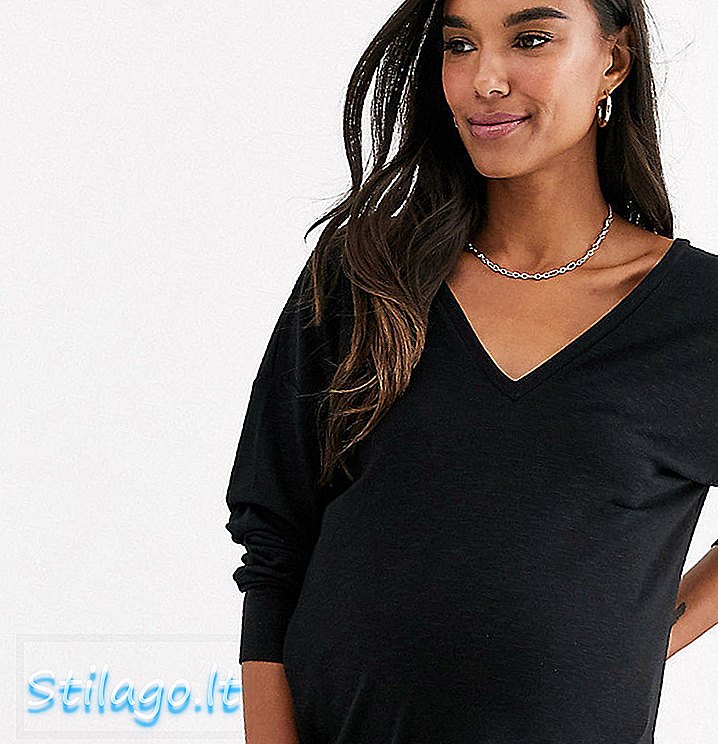 ASOS DESIGN Maternity - Top oversize à manches chauve-souris et col en V noir