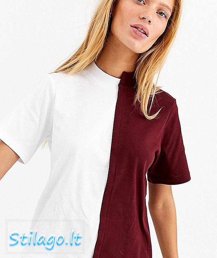 ASOS WHITE - T-shirt col haut à blocs de couleur - Multi