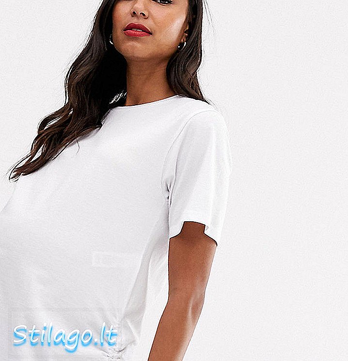 ASOS DESIGN 루치 사이드 화이트가있는 임산부 티셔츠