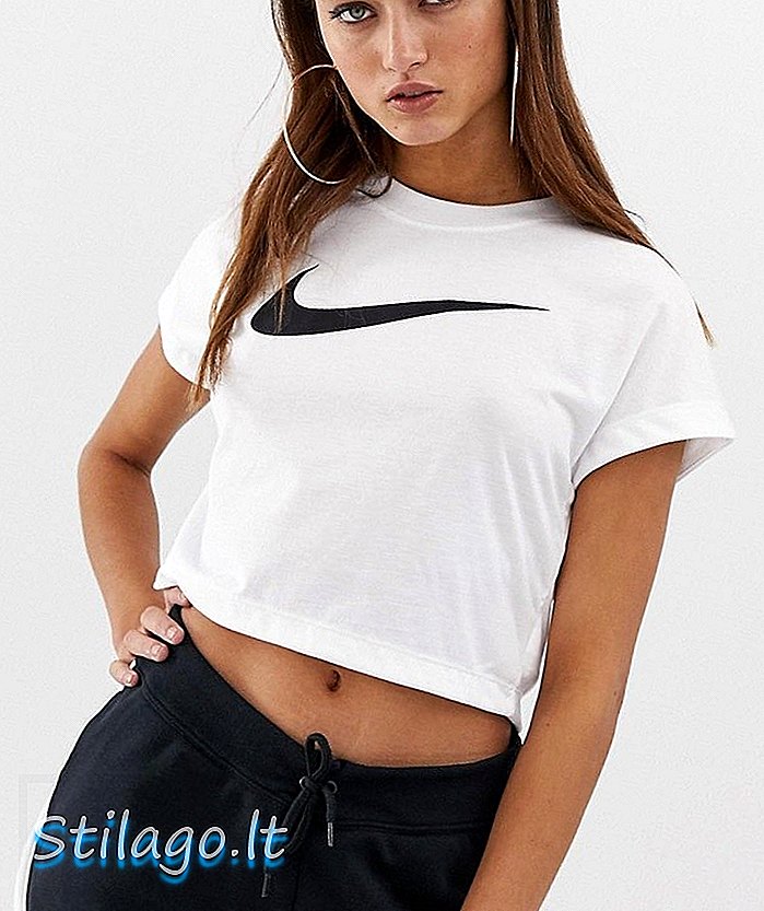 Nike White Swoosh Crop T-Shirt