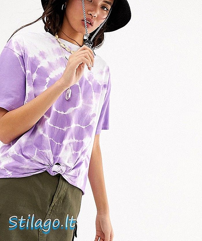ASOS DESIGN - T-shirt oversize con nodo frontale in cravatta color viola