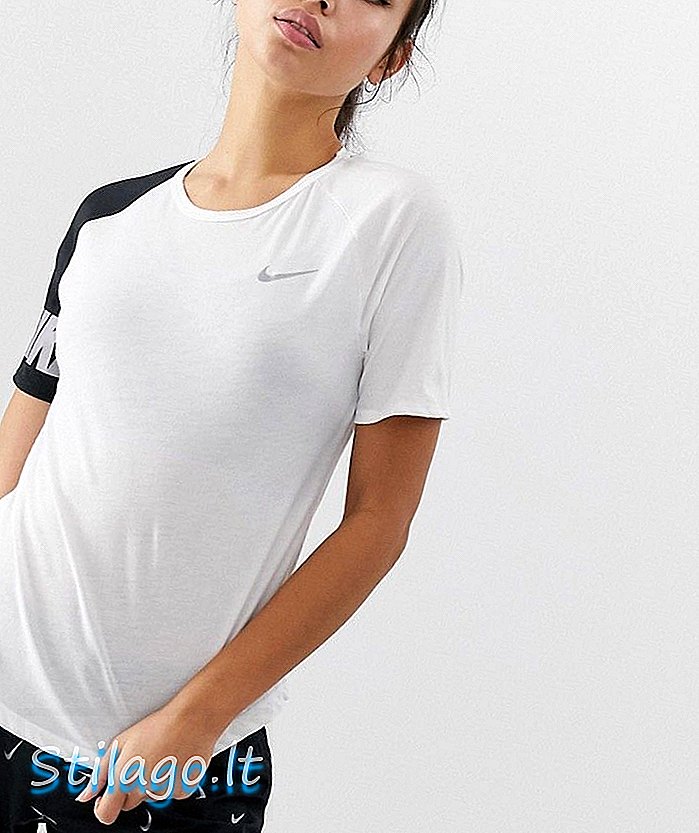 „Nike“ bėgiojantys juodos ir baltos spalvos „Colourblock Miler“ marškinėliai