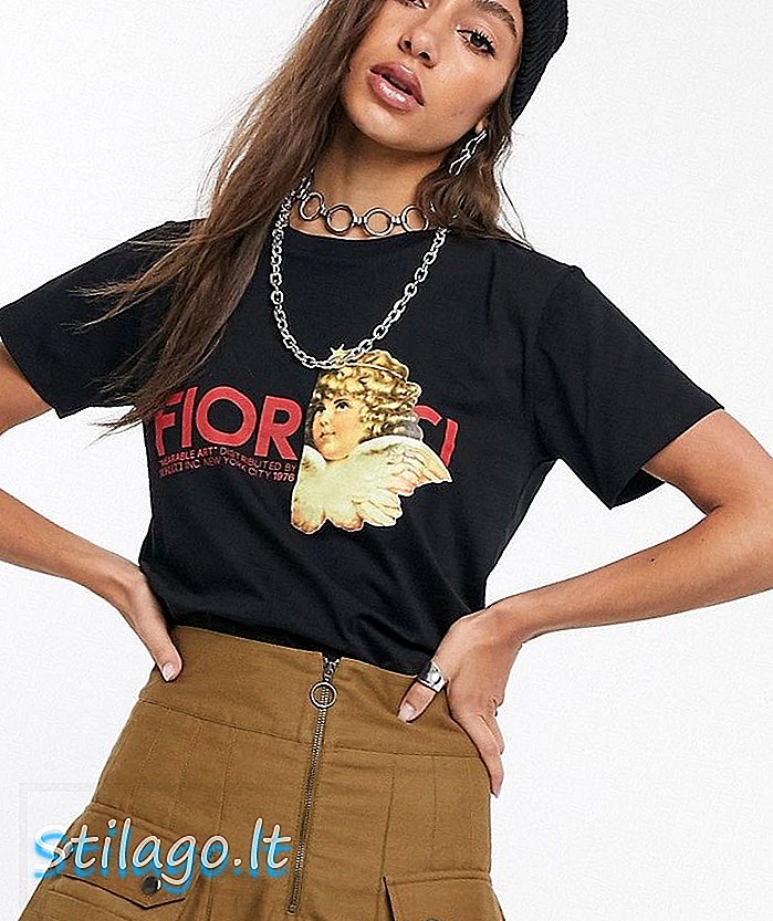 फियोरोकी एंजेल लोगो टी शर्ट ब्लॅक