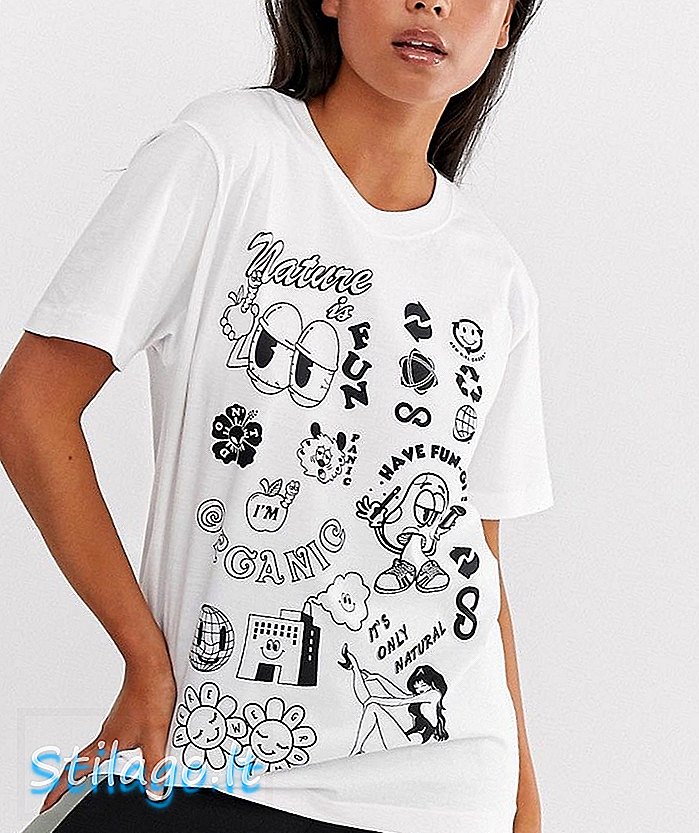 नई लड़की ऑर्गेनिक कॉटन टी-शर्ट को रीसायकल ग्राफिक-व्हाइट के साथ