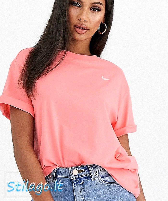 Nike lichtroze oversized T-shirt met mini-swoosh