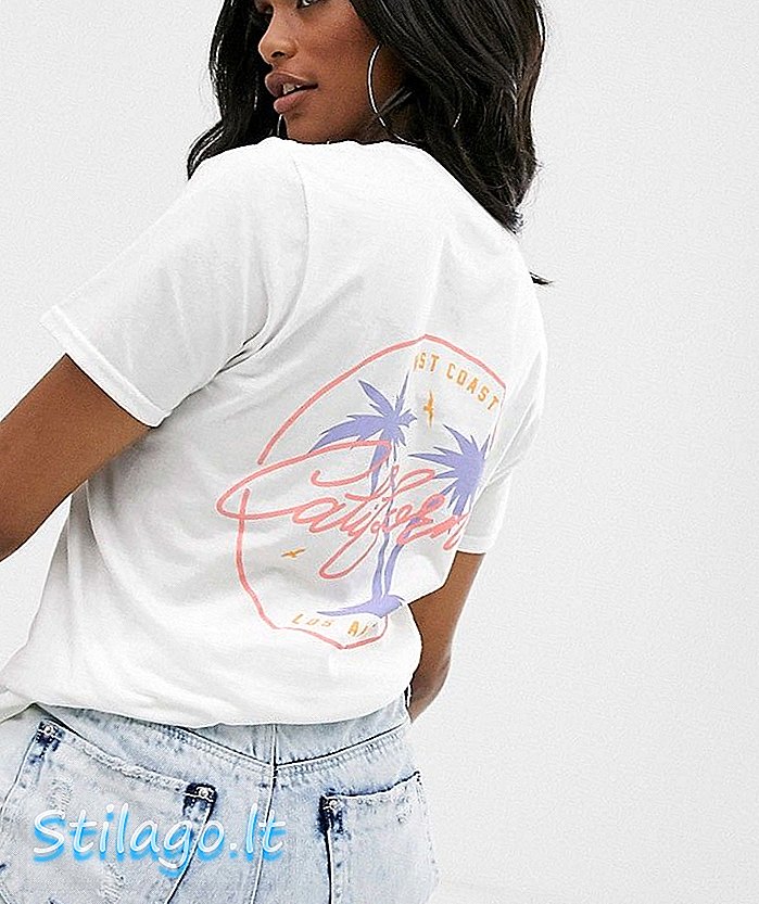 Missguided Cali arka baskılı t-shirt beyaz