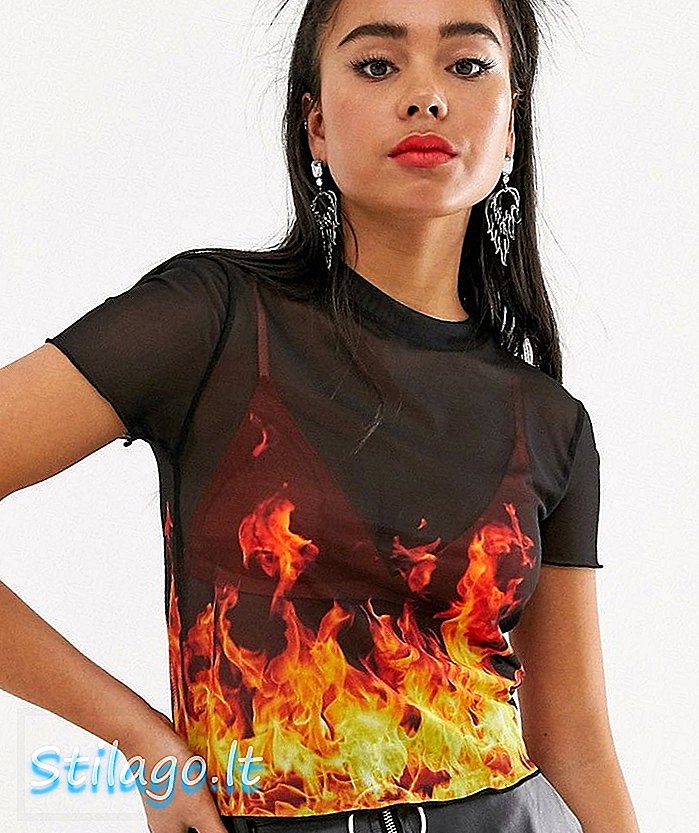 Bershka ildfarvet t-shirt i sort