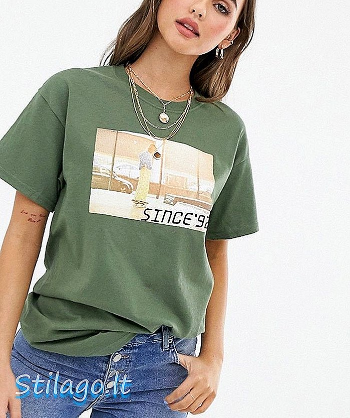 T-shirt besar Daisy Street dengan grafik skate-Green
