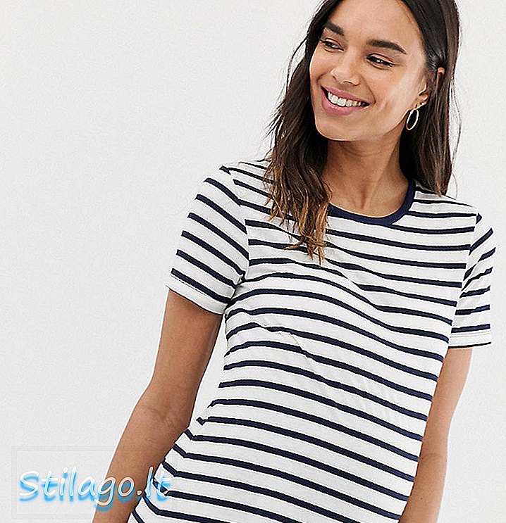 ASOS DESIGN T-shirt för mödrar med besättningshals i strip-Navy