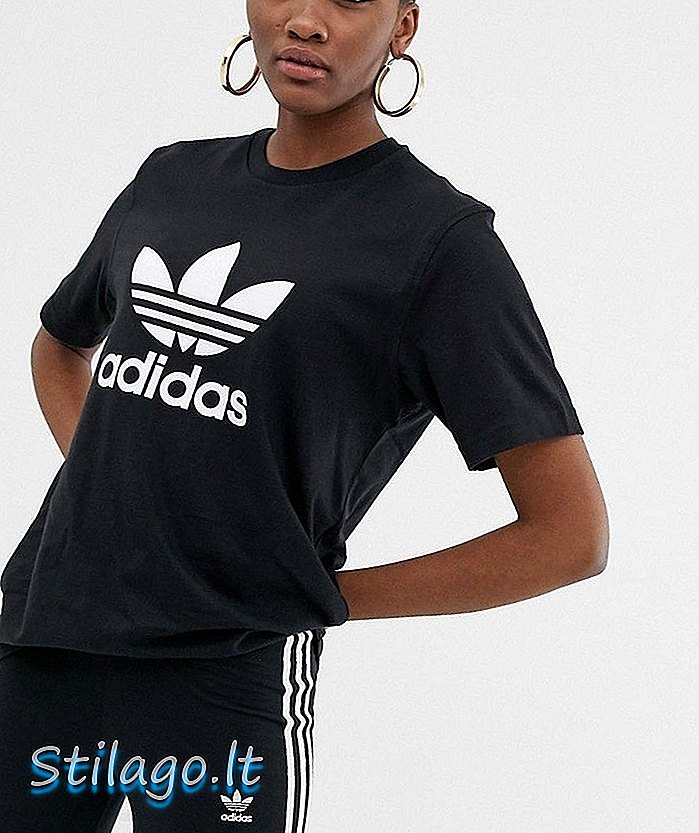 tričko adidas Originals adicolor trefoil s nadmernou veľkosťou v čiernej farbe