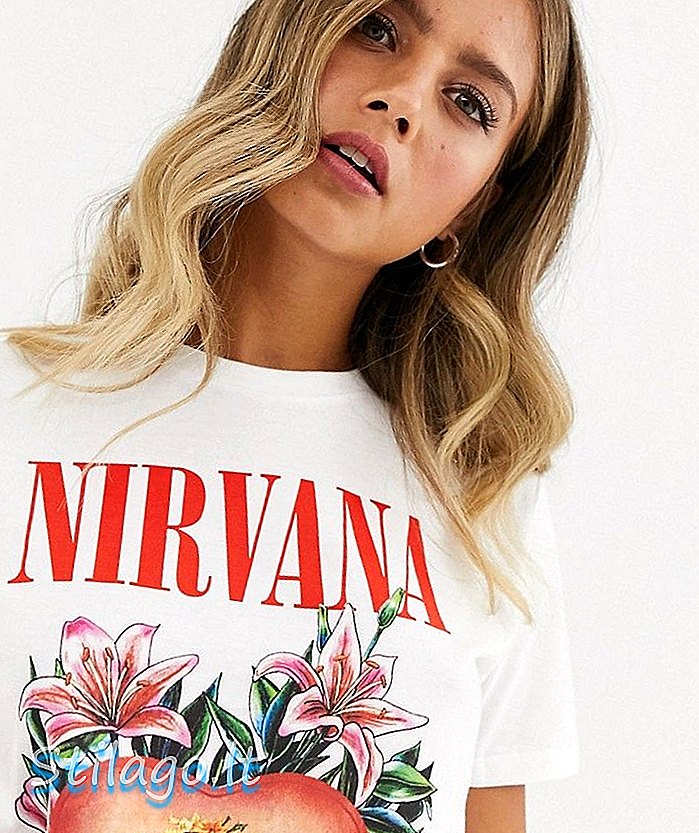 „ASOS DESIGN“ marškinėliai su vintažiniu „Nirvana“ raštu su ekologiška medvilne-balta
