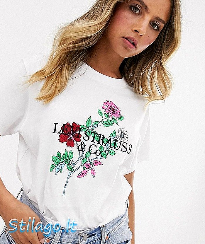 Levi's 90's varsity bordado floral logo camiseta-blanco