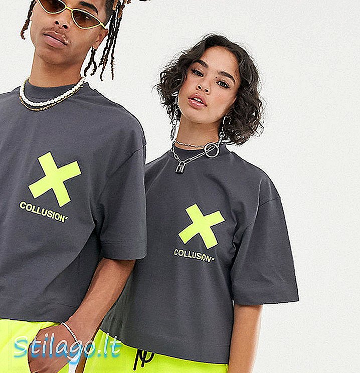COLLUSION T-shirt corta unisex in grigio antracite