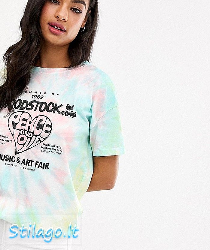 Stradivarius Woodstock slipsfarvet t-shirt i multi