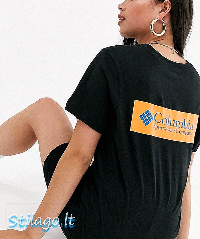 कोलंबिया नॉर्थ कॅस्केड्स टी-शर्ट ब्लॅक मध्ये ऑरेंज बॅक प्रिंटसह