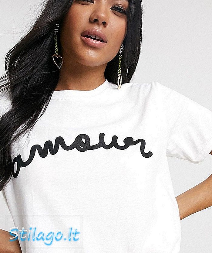 Missguided amour slogan t-skjorte i hvitt