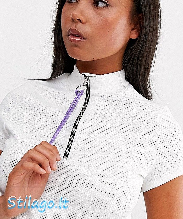 ASOS DESIGN - Top en maille sportive avec cordon élastique fluo - Blanc