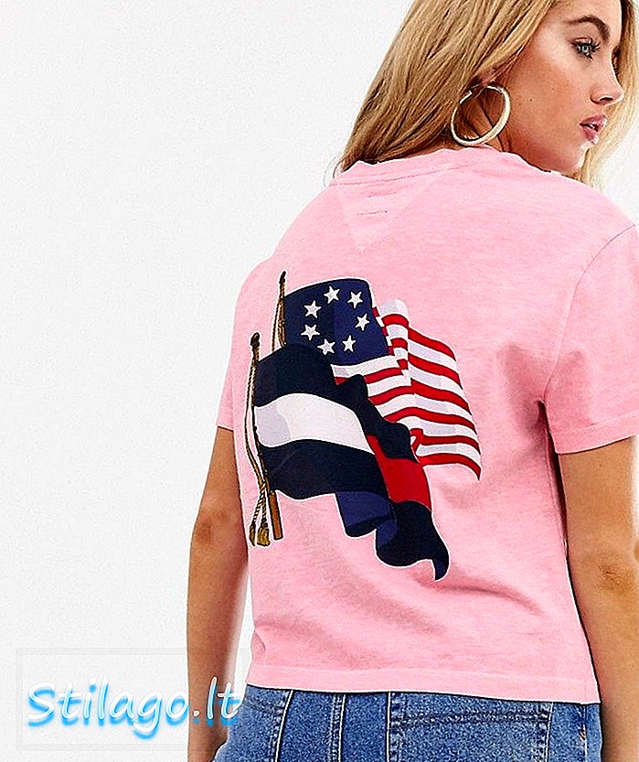 Tommy Jeans Sommer Erbe Flagge Logo T-Shirt-Pink