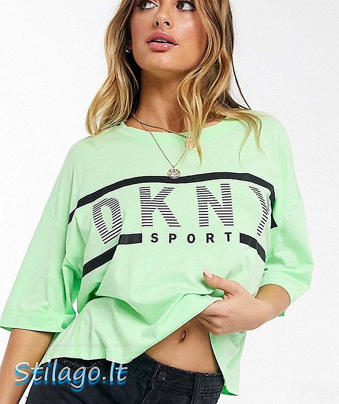 Тениска на гръдния кош на DKNY спортно-зелена