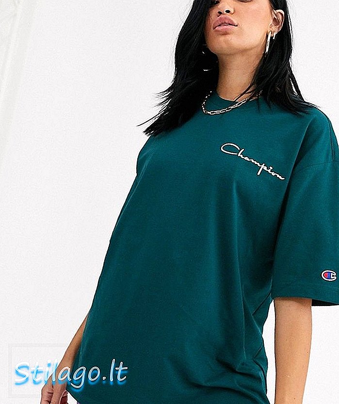 T-shirt oversize con logo rovesciato Champion blu