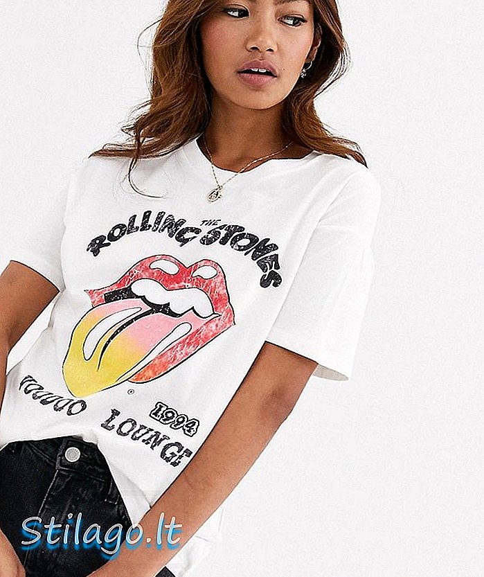 Maglietta Pull & Bear Voodoo Lounge Rolling Stones in bianco